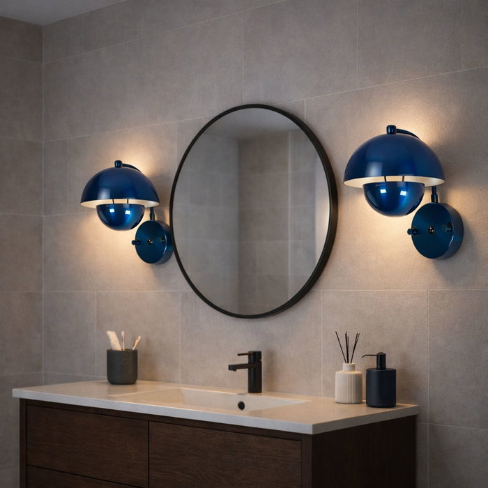 Opviq Lámpara de Pared de Cuerpo Metálico Azul Opviq Lámpara de Pared de Cuerpo Metálico Azul